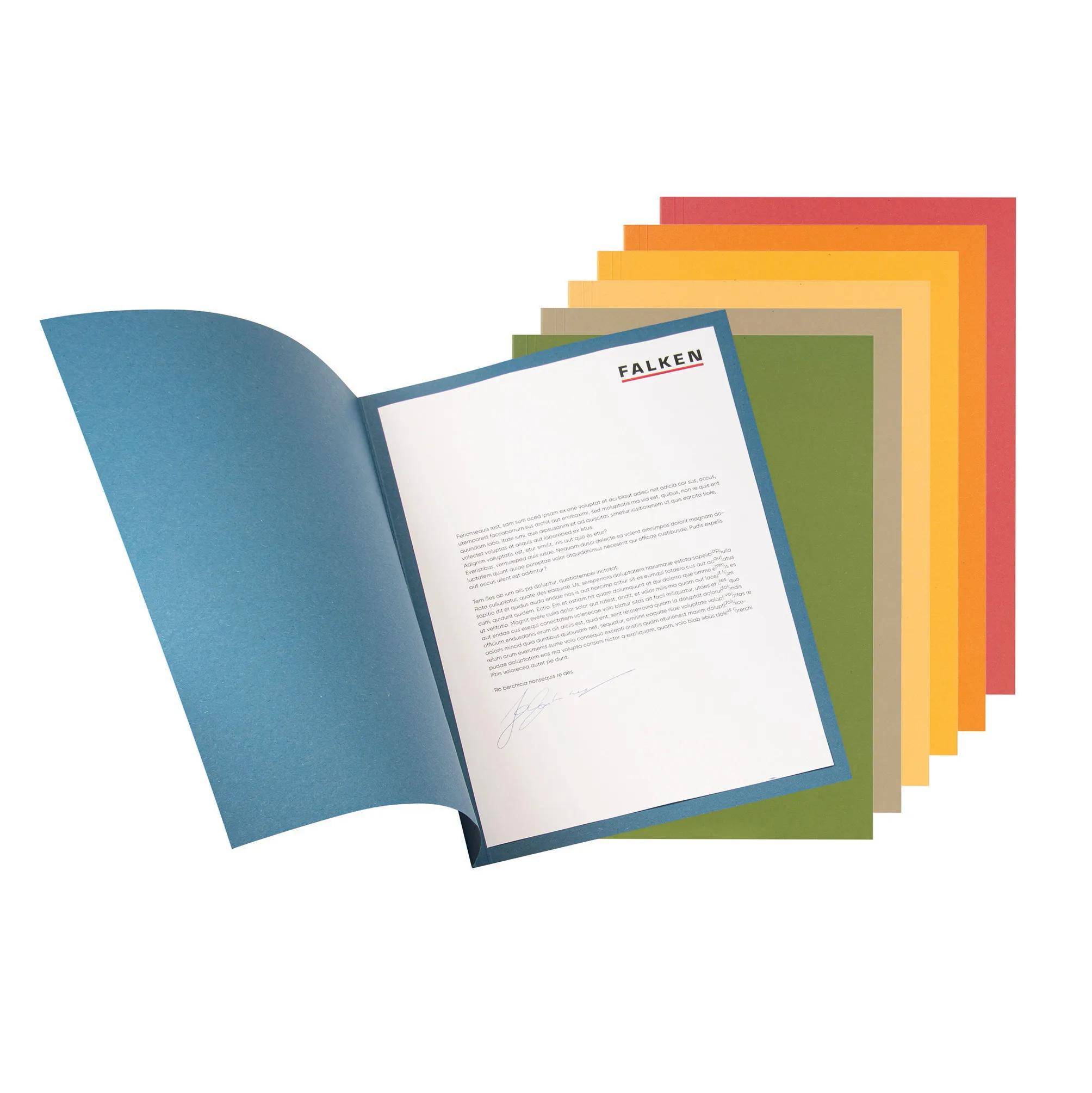 Falken 100x Aktendeckel für DIN A4, 250g/m2 Manila-RC-Karton - Blau - 80004120F