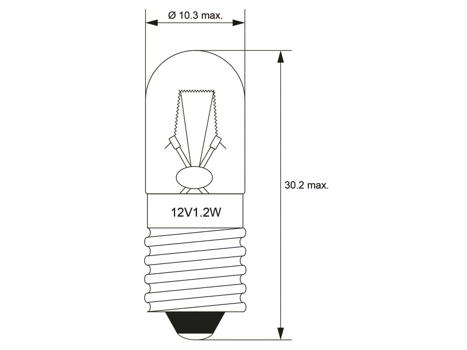 GOOBAY Röhrenlampe, 9313, T10, E10, 12 V, 1.2 W