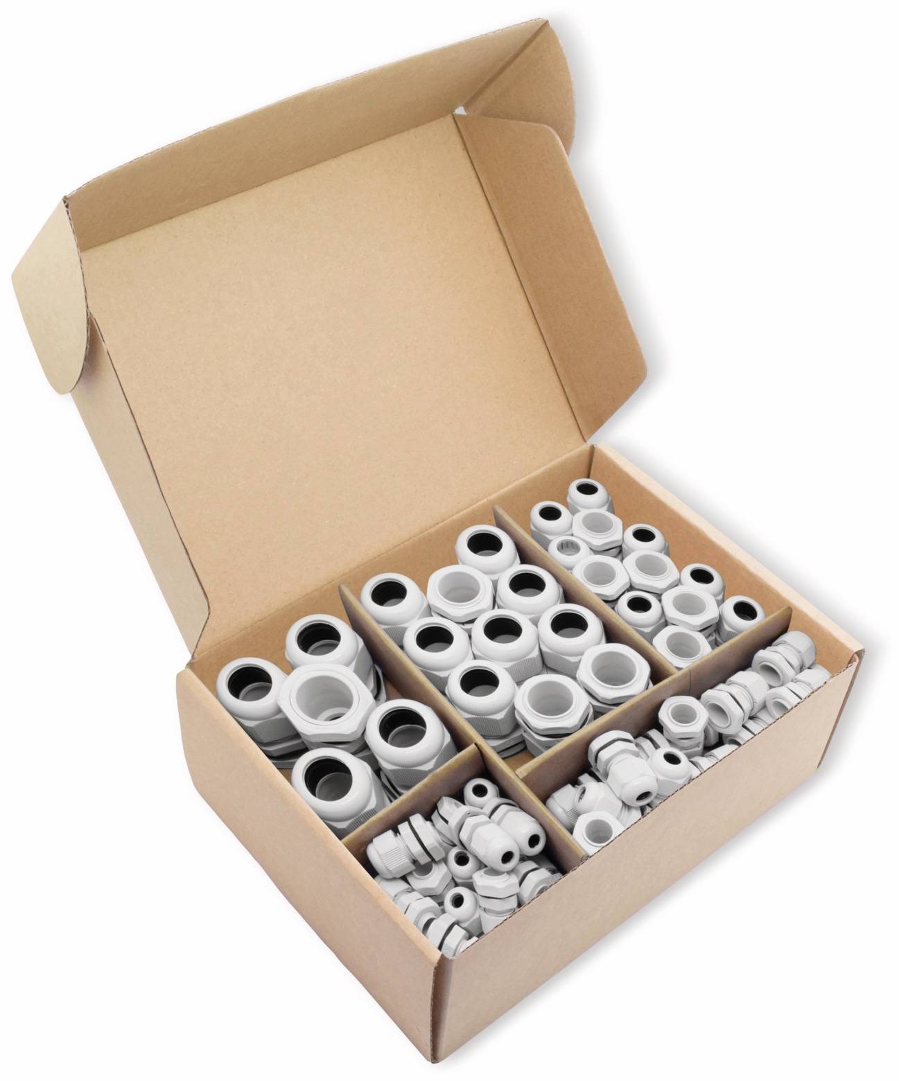 QUADRIOS Kabelverschraubungs-Set 2009CA108, Grau, Metrisch, 60 Stück