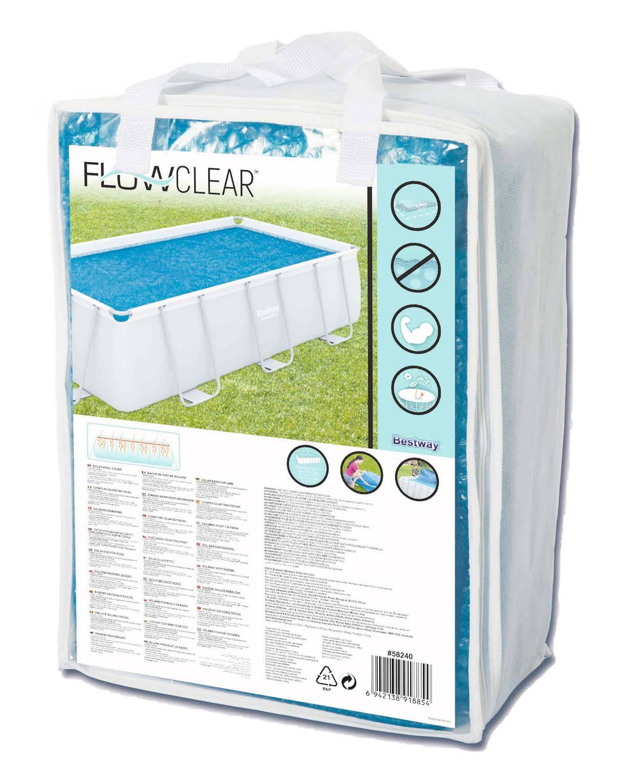 Bestway 58240 - Flowclear PE-Solarabdeckplane 380 x 180 cm, blau, eckig
