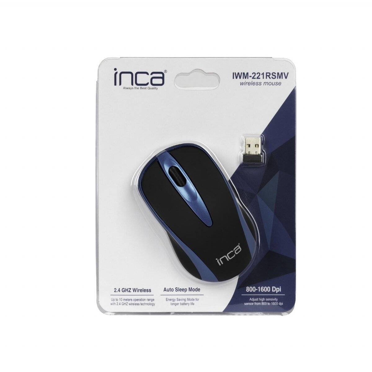 Inca IWM-221RSM Wireless Funkmaus Maus 1000 DPI Optische Auflösung Plug and Play Blau