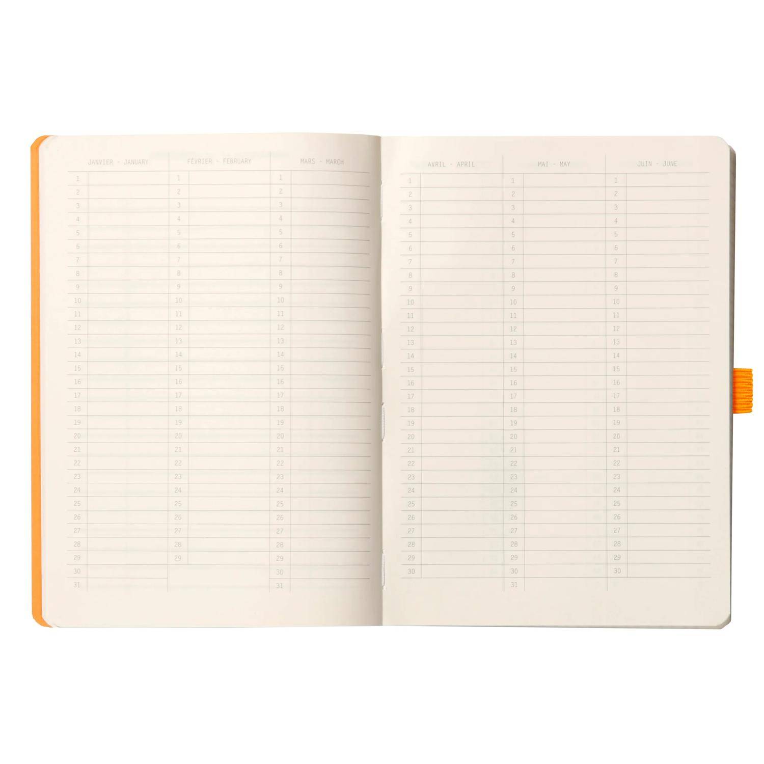 Rhodia Goalbook A5 120 Bl elfenbein 90g, kariert Tangerine 117774C