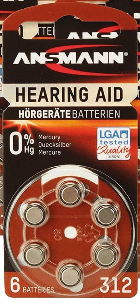 ANSMANN Hörgeräte-Batterie, HEARING AID, PR41, Größe 312, 72er Set