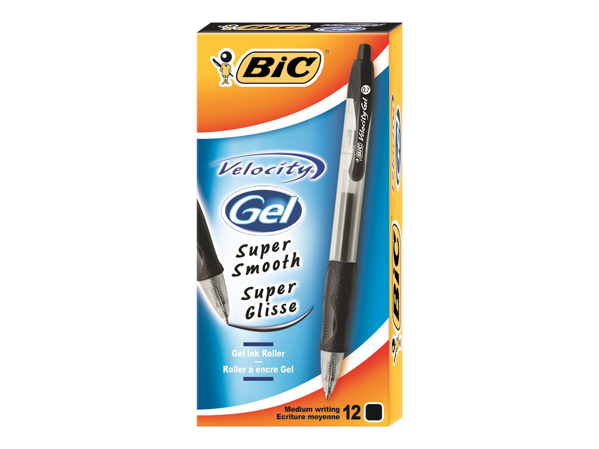BIC VELOCITY - Tintenroller - Schwarz - Geltinte - 0.7 mm - Mittel - verstellbar (Packung mit 12)