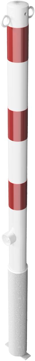 Schake 460FB/2 Absperrpfosten Stahlrohr Ø 60 x 2,5 mm herausnehmbar mit Dreikantverschluss feuerverzinkt und weiß beschichtet<br><br>mit drei rot re