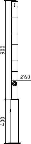 Schake 460FB/2 Absperrpfosten Stahlrohr Ø 60 x 2,5 mm herausnehmbar mit Dreikantverschluss feuerverzinkt und weiß beschichtet<br><br>mit drei rot re