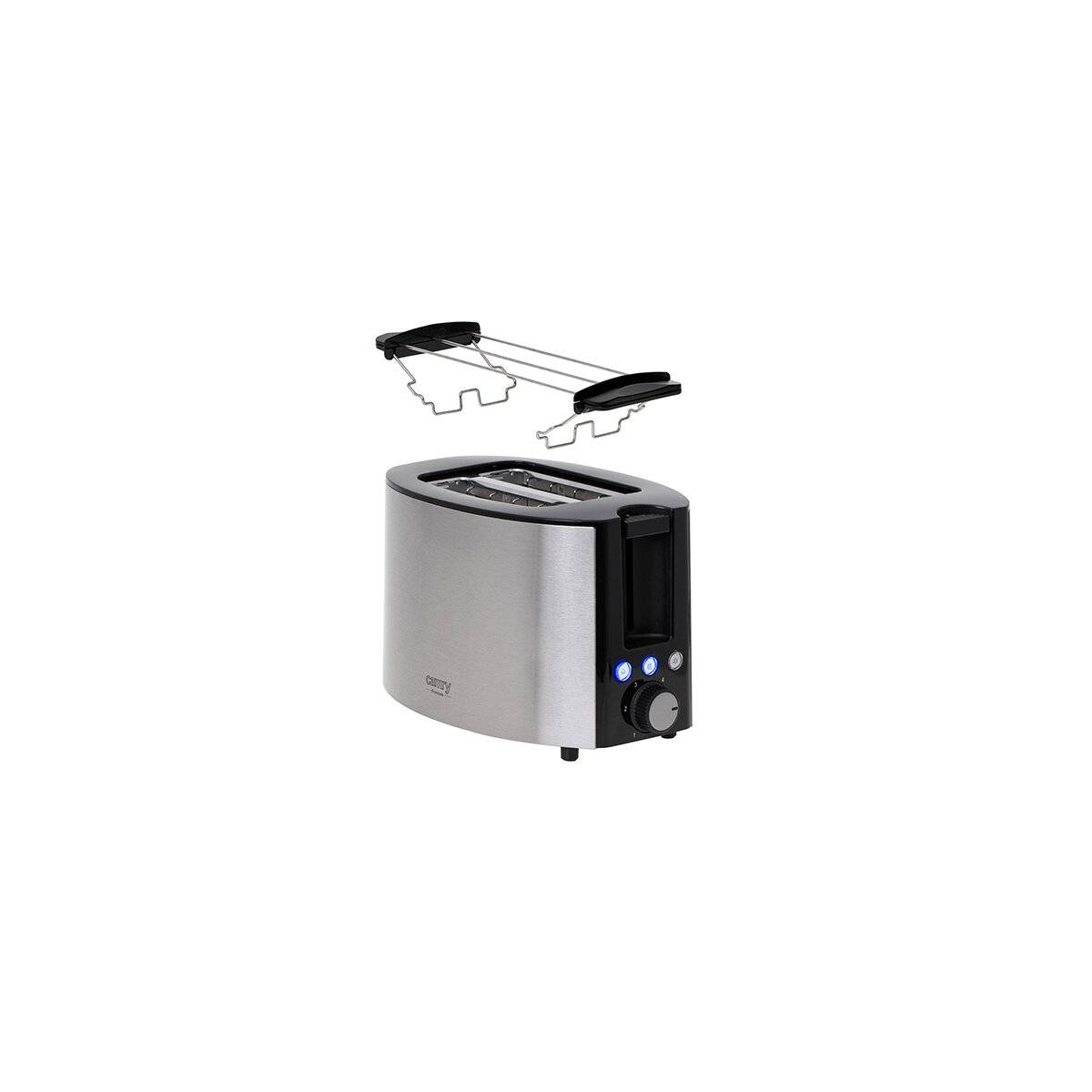 Camry CR 3215 2-Scheiben-Toaster 1000 W mit Brötchenrost - Silber