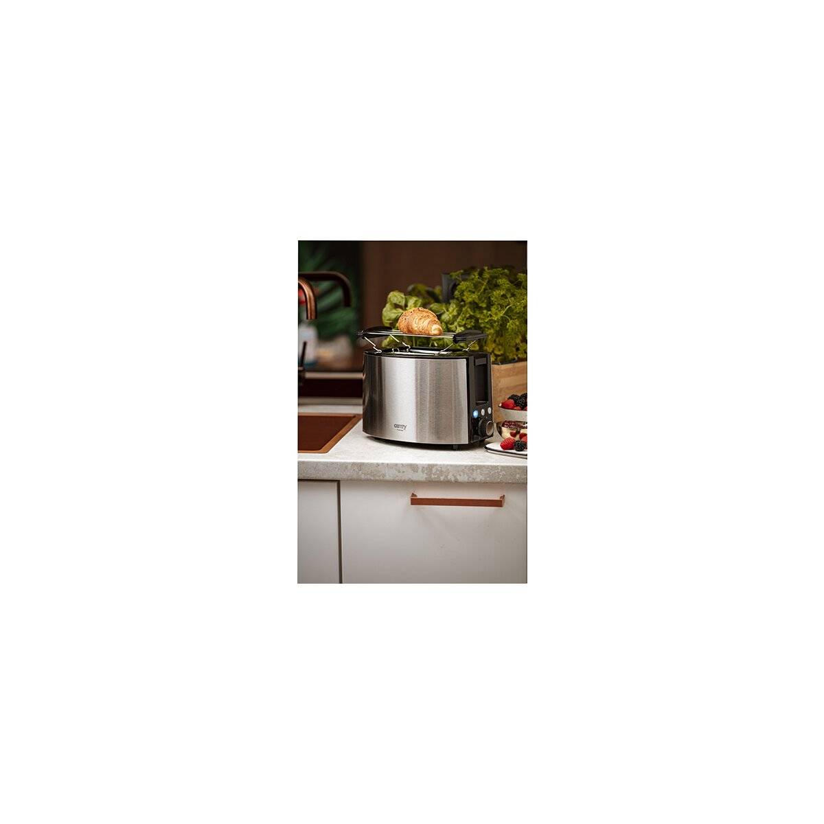 Camry CR 3215 2-Scheiben-Toaster 1000 W mit Brötchenrost - Silber