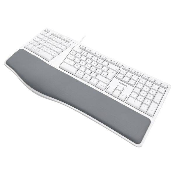 MERGOKEY-DE, ergonomische USB-A-Tastatur Handballenauflage,QWERTZ Layout Umlaut