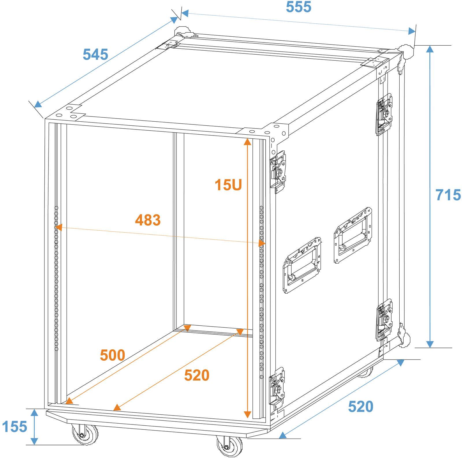 ROADINGER Rack PRO 15HE 45cm mit Rollen
