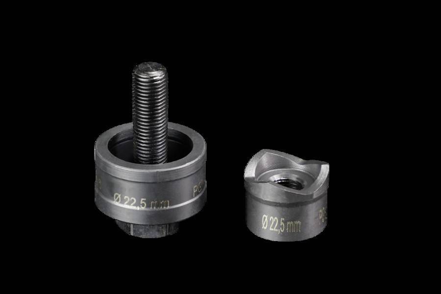 Zwei kreisförmige metallische Werkzeuge mit der Beschriftung „Ø 22,5 mm