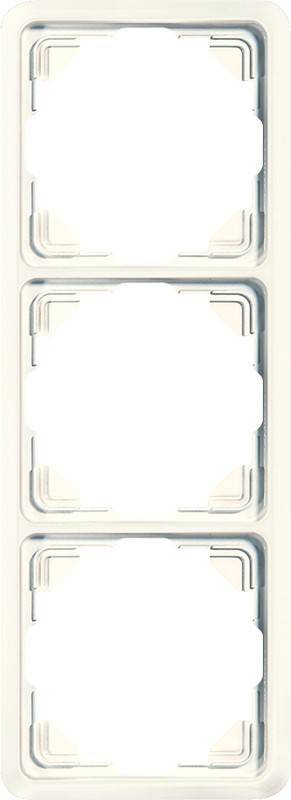 Ein weißer, rechteckiger Kunststoffrahmen mit zwei Öffnungen, typischerweise für Wandschalter oder Steckdosen verwendet, vor hellem Hintergrund.