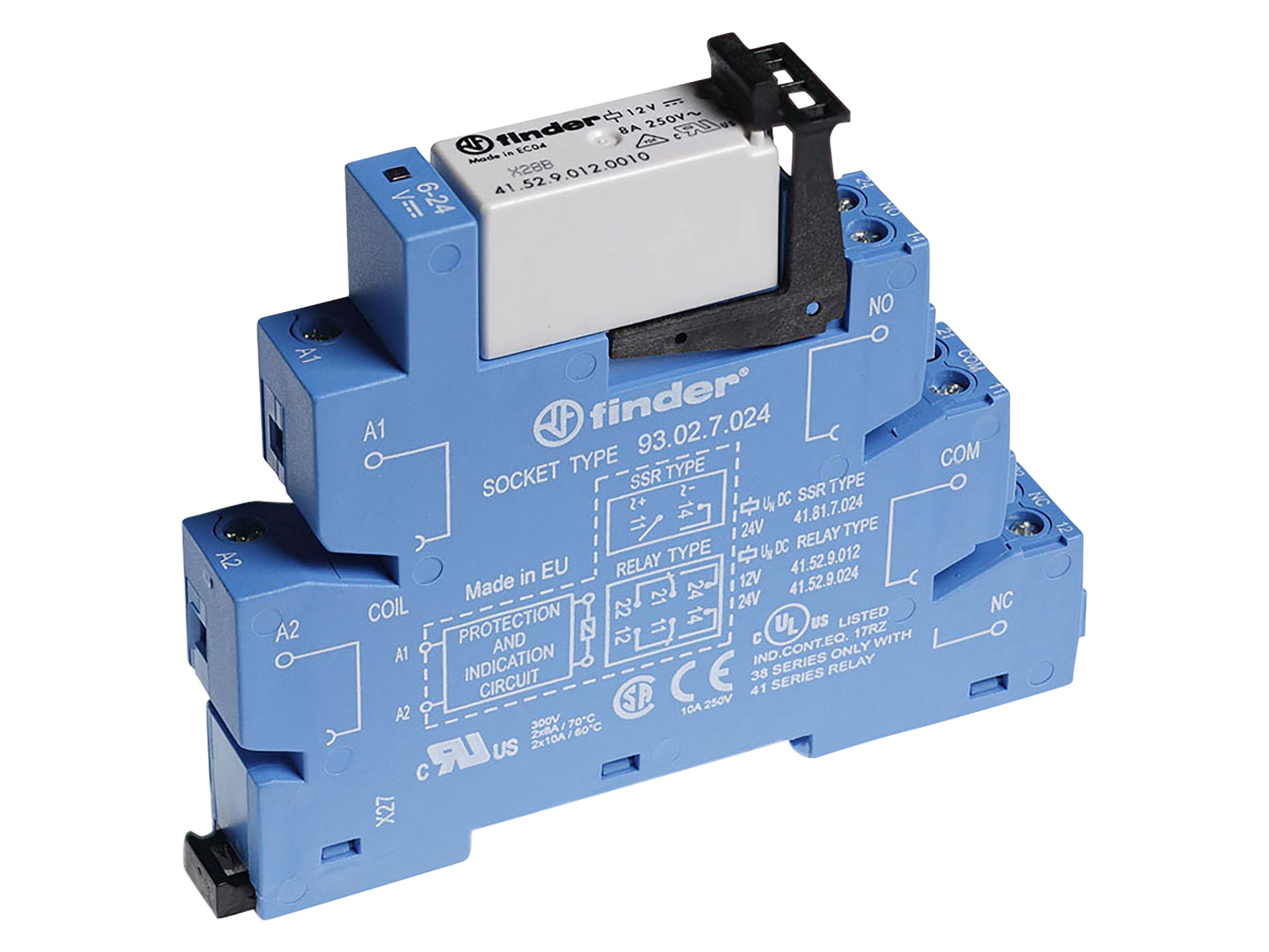 FINDER Koppelrelais mit Schraubanschlüssen, 2 Wechsler, 8 A, Spule 12 V DC