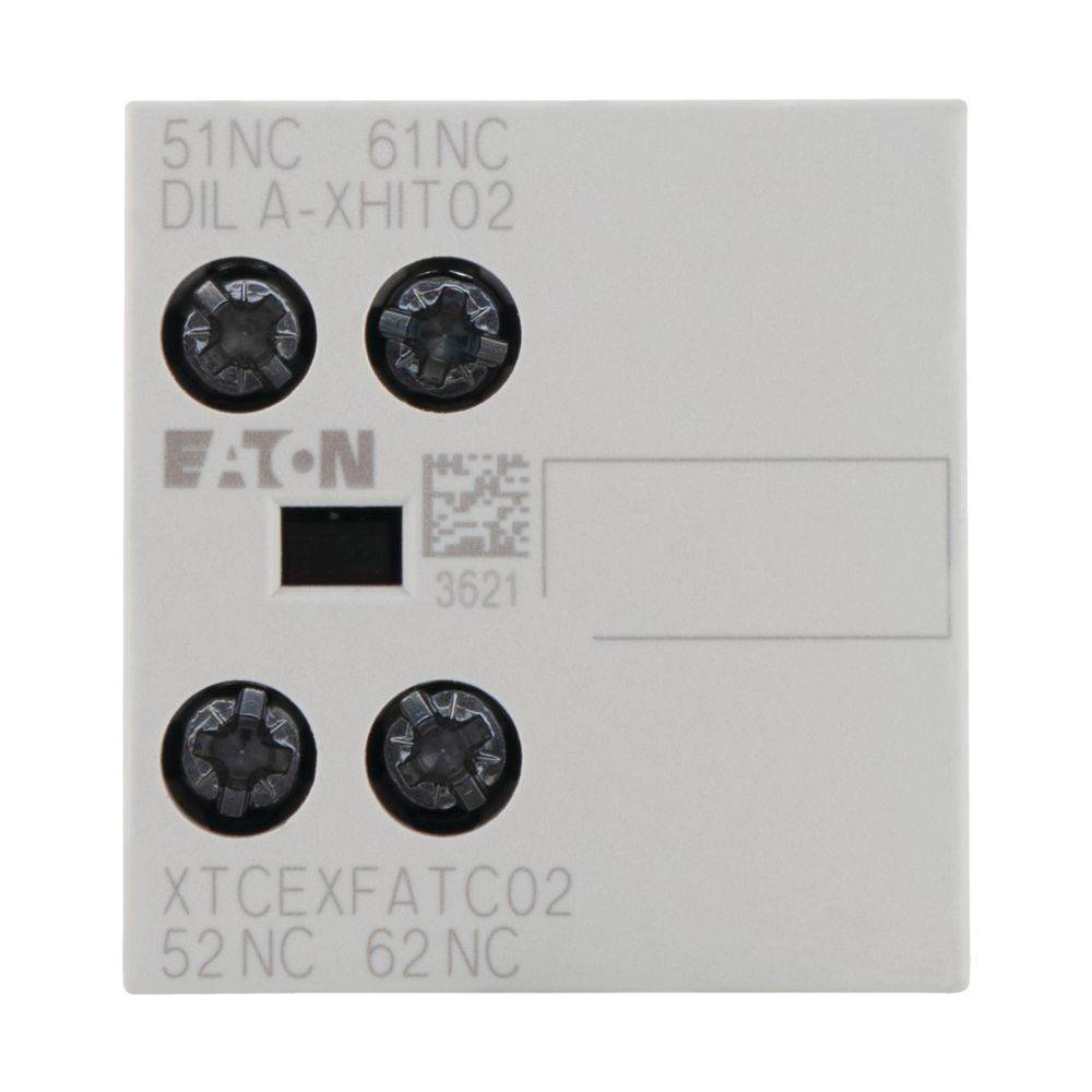 Eine elektrische Komponente mit der Bezeichnung 'Eaton XTCEXFATC02' und vier Schraubanschlüssen.
