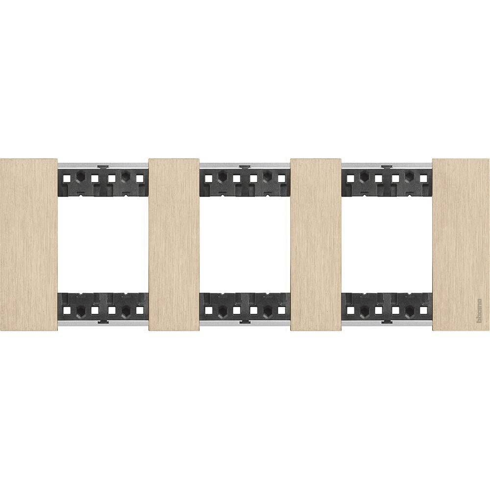 Ein modularer Utensilien-Halter mit fünf beigen Paneelen und einer schwarzen Tragstruktur, konzipiert für Küchenorganisation und einfache Zugänglichkeit.