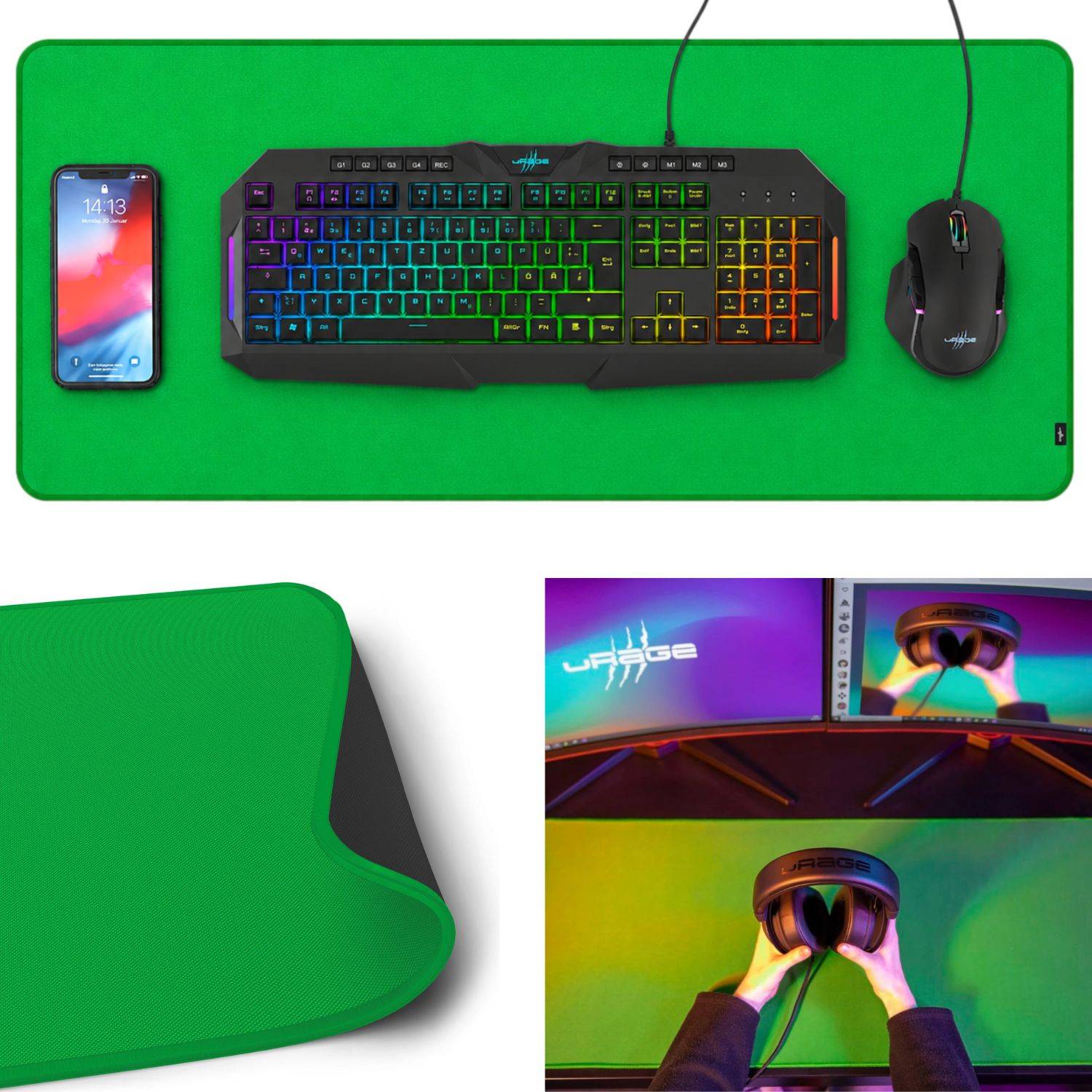 Gaming Deskpad Mauspad GreenScreen XXL 900x340mm