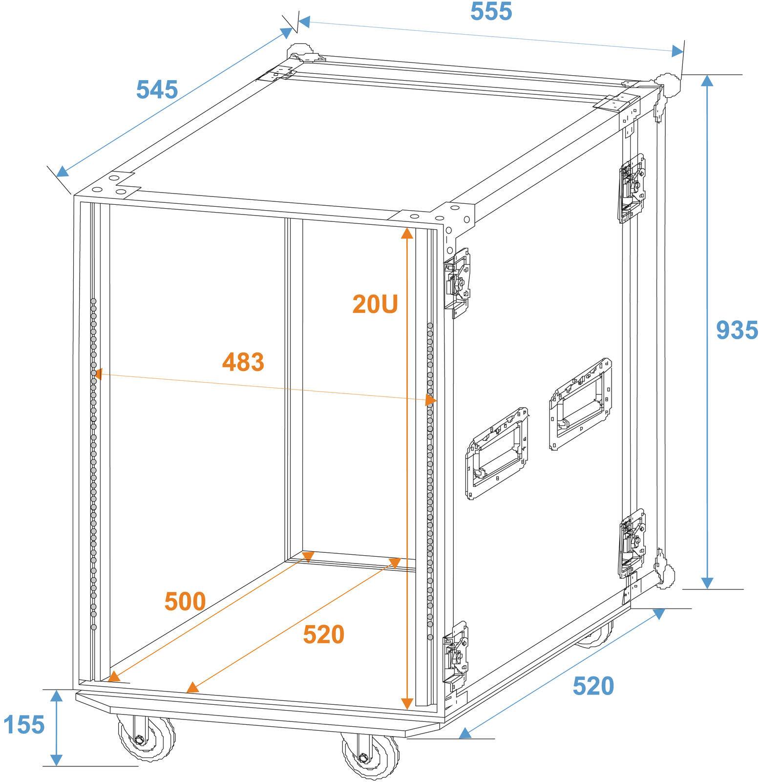 ROADINGER Rack PRO 20HE 45cm mit Rollen