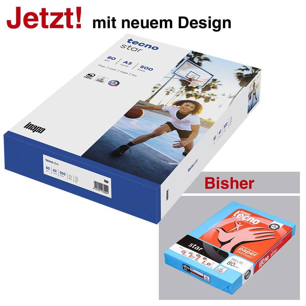 TECNO mobile Kopierpapier star DIN A3 80 g/qm 500 Blatt - Normal/Kopierpapier - 80 - Normal/Kopierpapier - 80 g/m²