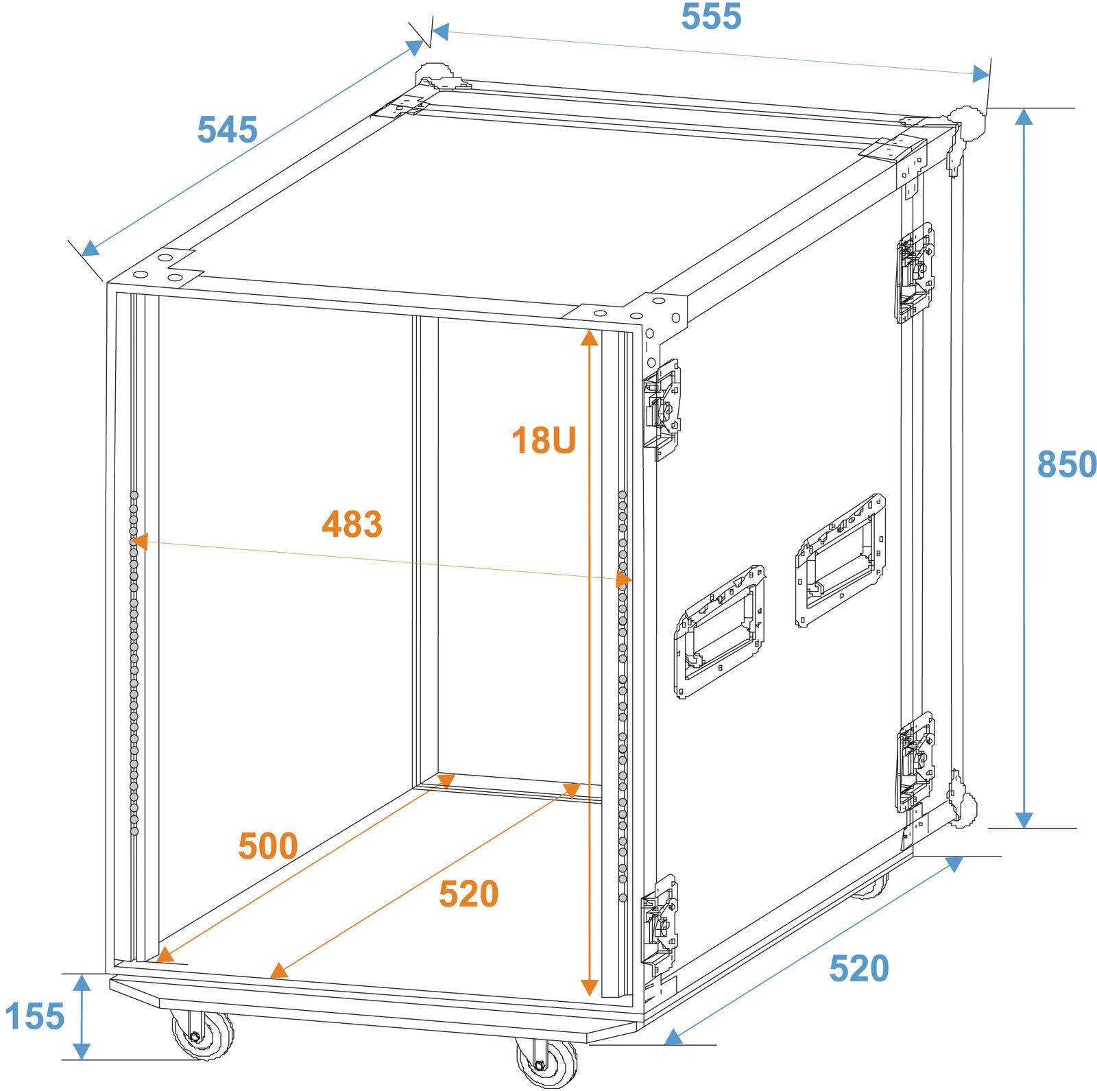 ROADINGER Rack PRO 18HE 45cm mit Rollen