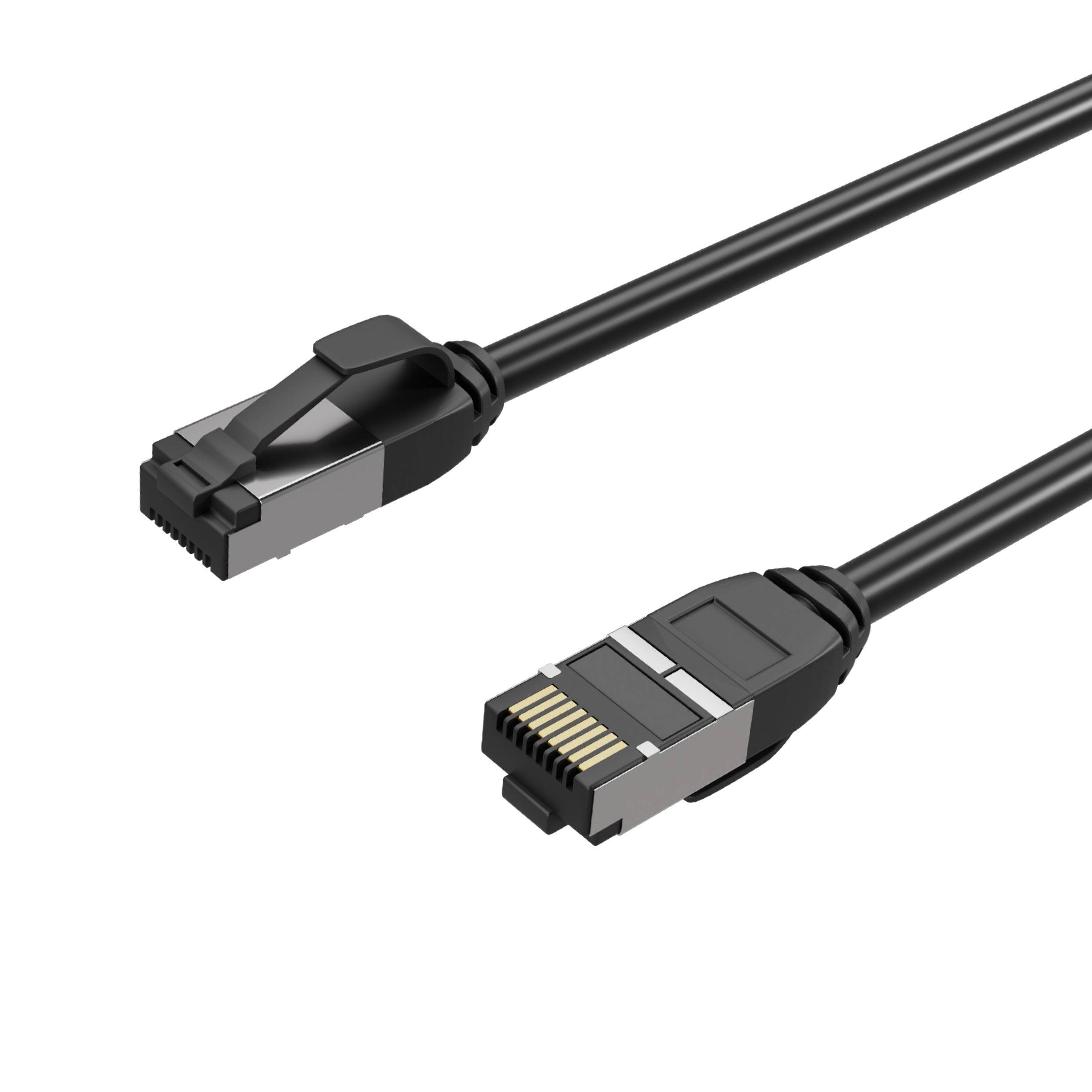 Flexline®-Patchkabel CAT. 8.1 U/FTP PIMF, extra dünn TPE schwarz 1,5m