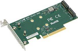 Supermicro AOC-SLG3-2M2, PCIe, M.2, Niedriges Profil, PCIe 3.0, Grün, 10 - 55 °C