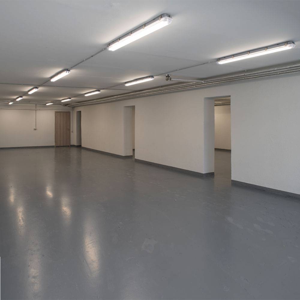 Feuchtraumlampe Wannenleuchte LED weiß Werkstattleuchte Industrie IP65, Kunststoff, 1x LED 48W 5760lm 4000K neutralweiß, LxBxH 150x6,5x5,8 cm, 10er