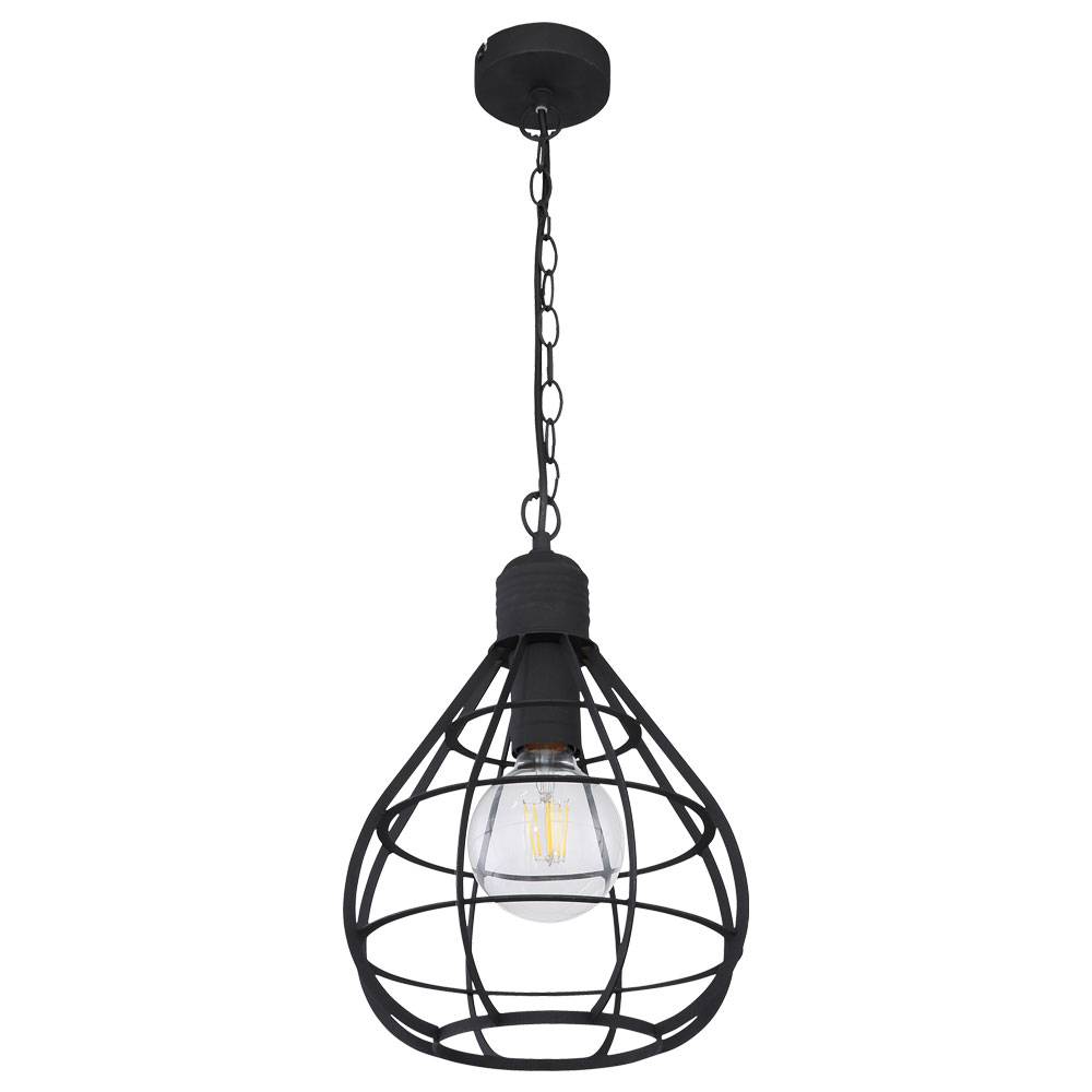 Hängelampe Pendelleuchte Deckenlampe Wohnzimmerlampe Esszimmerleuchte, Metall schwarz Gitterschirm, E27 Fassung, DxH 25x120cm