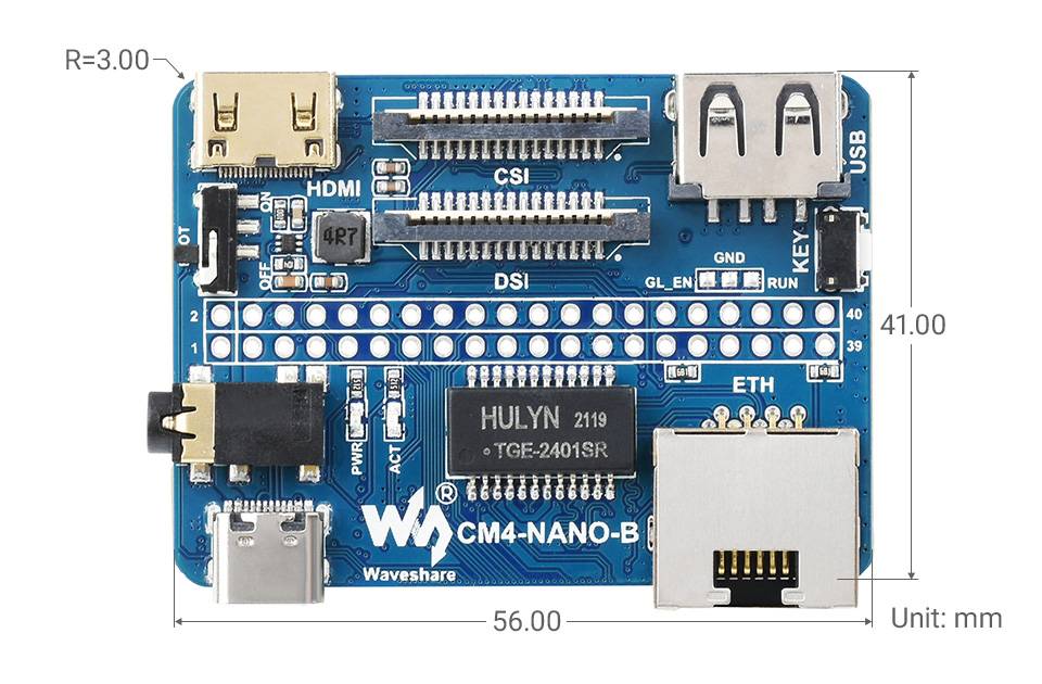 WaveShare Nano Base Board (B) for Raspberry Pi Compute Module 4