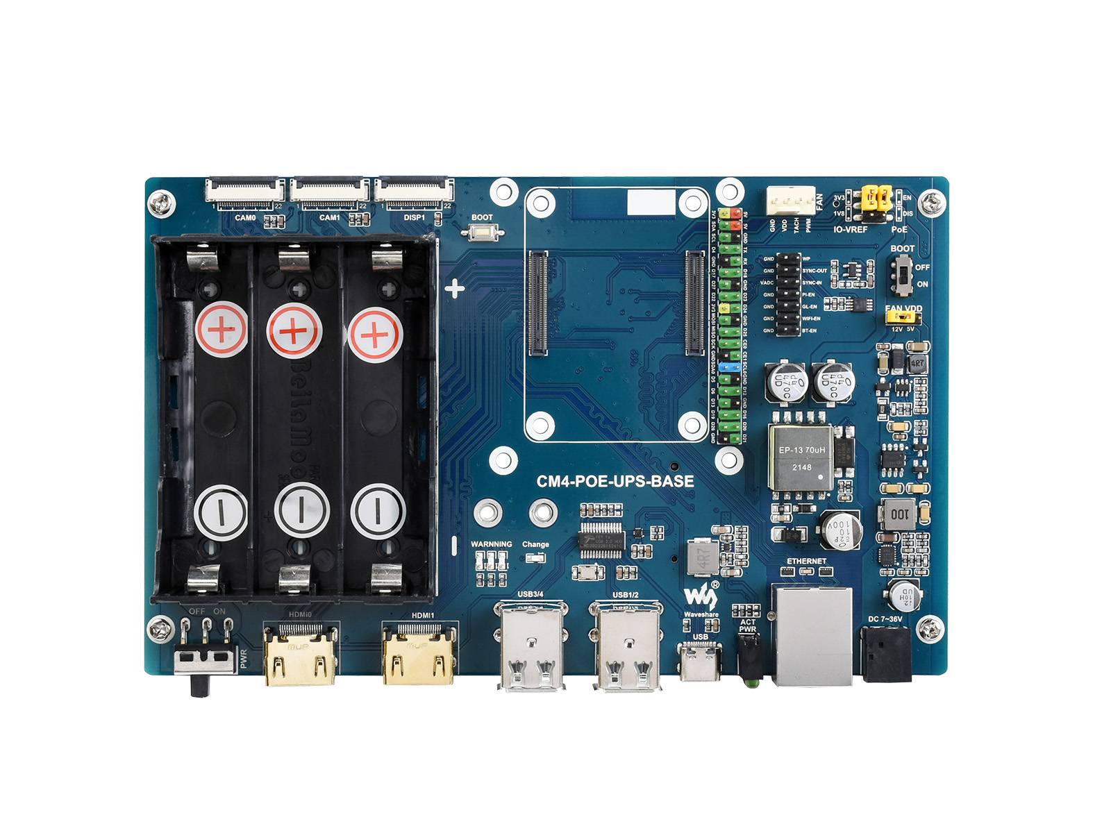 WaveShare PoE UPS Mini-Computer Kit for Raspberry Pi Compute Module 4