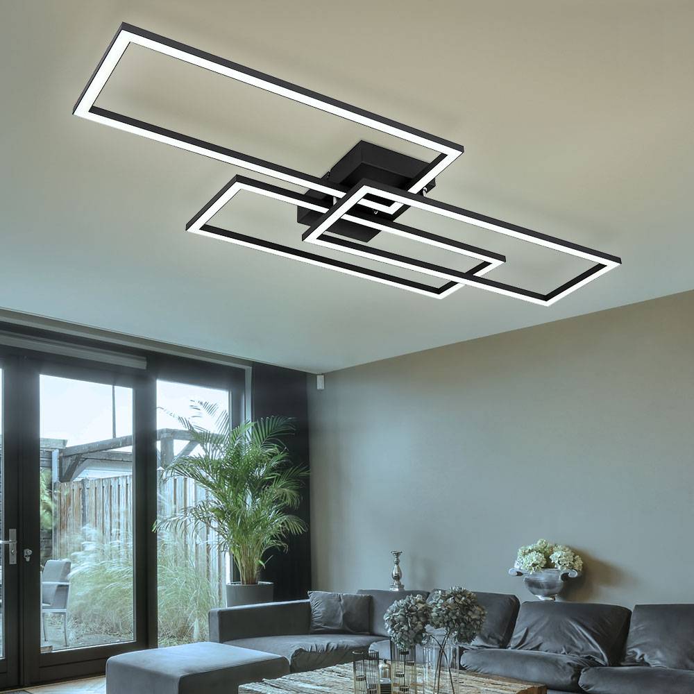 LED Deckenlampe Schlafzimmerleuchte dimmbar Fernbedienung Smart Leuchte, App- und Sprachsteuerung, schwarz opal, 58W 4300lm warmweiß-kaltweiß, LxH