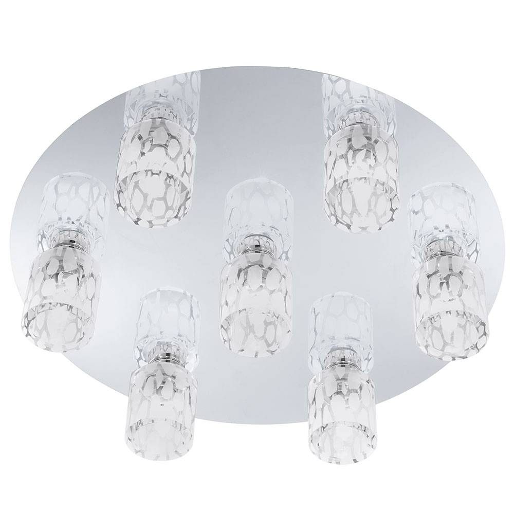 Deckenleuchte rund Deckenlampe aus Chrom und Glas rund silber, 7x G9, 39,5x10 cm, Wohnzimmer Flur Schlafzimmer