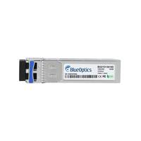 BlueOptics optisches Transceiver-Modul mit silbernem Gehäuse und schwarzem Stecker, isoliert auf weißem Hintergrund dargestellt.