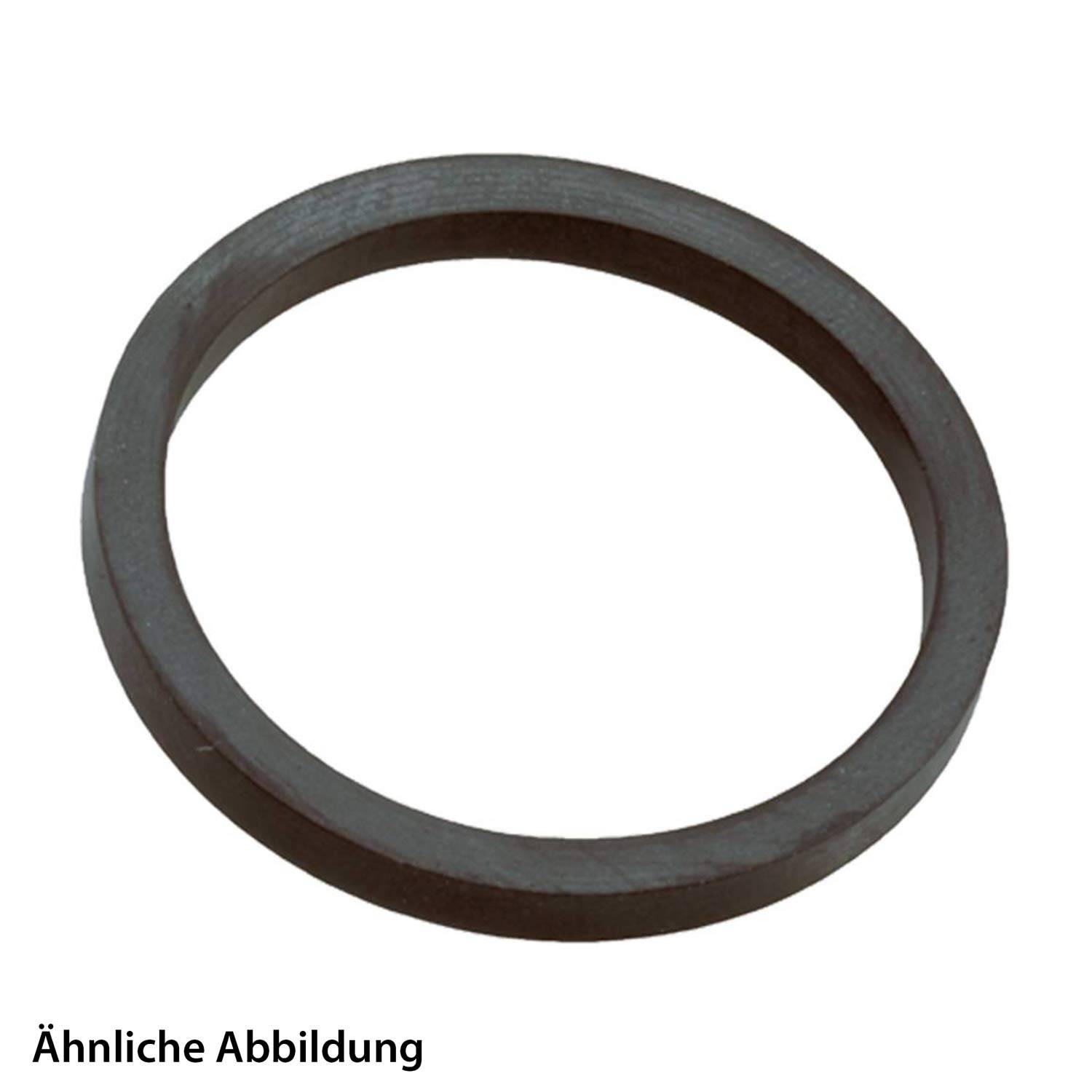 Ein kreisrunder Metallring wird vor einem schlichten weißen Hintergrund gezeigt.