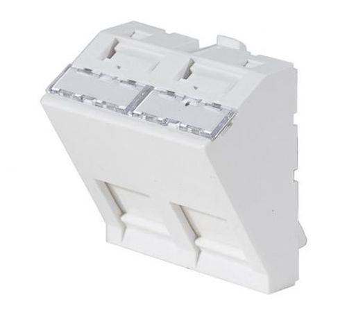 Frontplatten-Einsatz 45 x 45 mm für 2 Keystone-Module, 30°, signalweiß RAL 9003