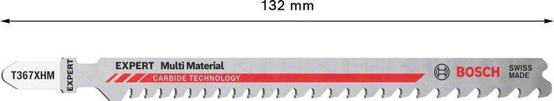 Sägeblatt mit Beschriftung '132 mm', zeigt Zahnmuster.