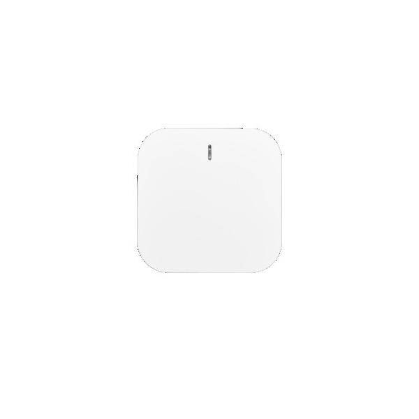 Ein kompaktes, weißes, quadratisches Gerät mit einer kleinen Anzeigelampe.