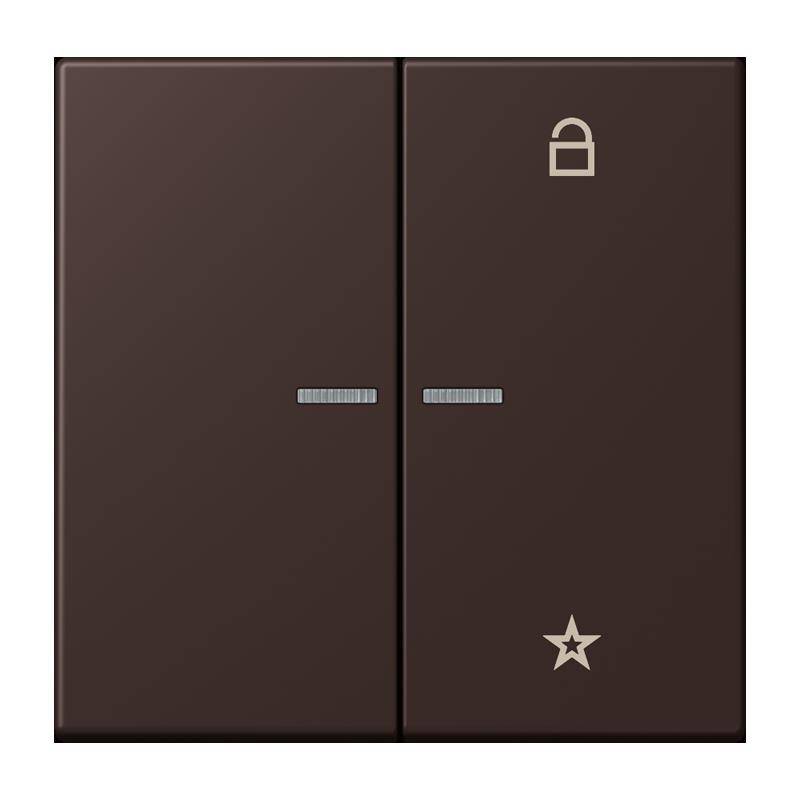 Ein Satz dunkelfarbener Schalter: einer mit einem Schlosssymbol gekennzeichnet, was ‚gesperrt' bedeutet; der andere mit einem Stern markiert, möglicherweise als Favoriten- oder Spezialeinstellung.