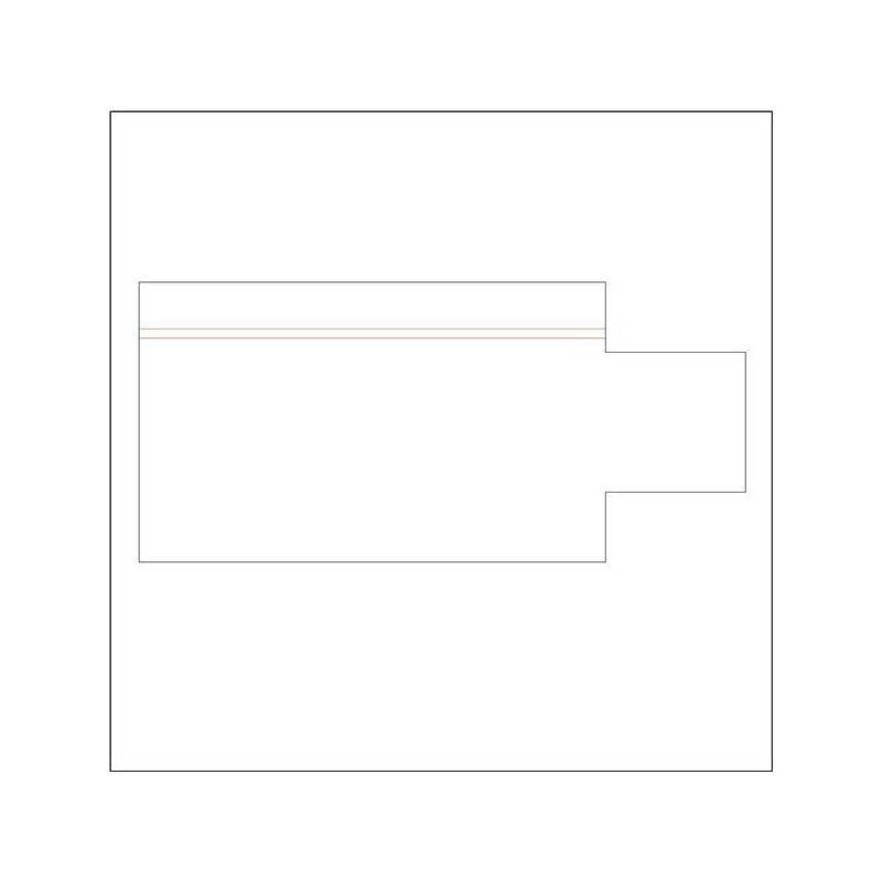 Ein geometrisches Design, das ein großes Rechteck zeigt, das von einem kleineren Rechteck durchschnitten wird, zentriert auf einem schlichten weißen Hintergrund.