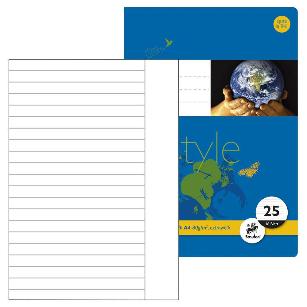 Staufen 10 Schulhefte Lineatur 25 liniert Außenrand