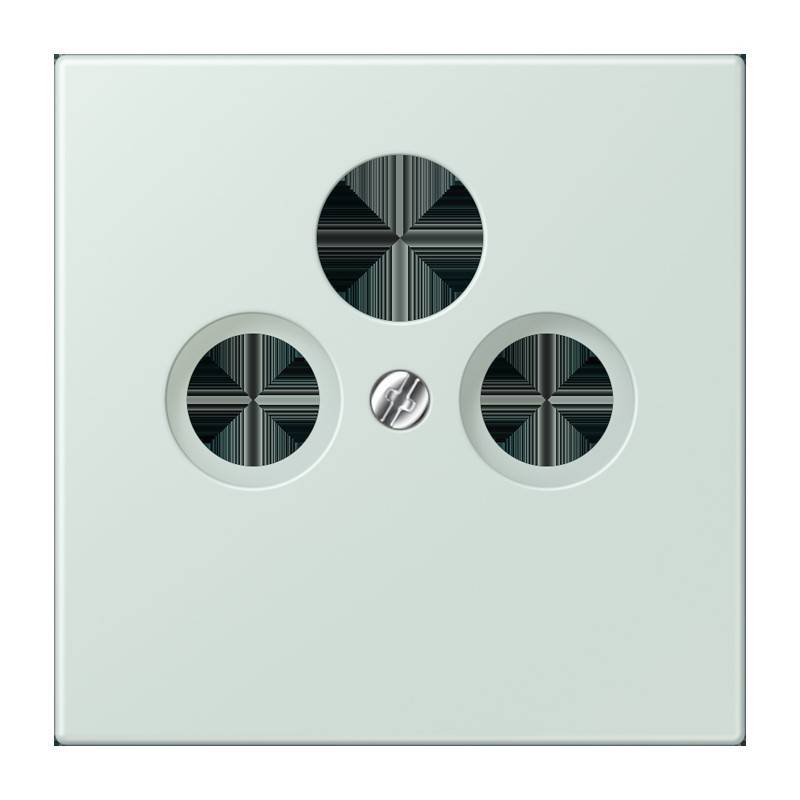 Eine skandinavische Steckdose im Dreifach-Design mit zwei geerdeten und einem ungeerdeten Loch, die ein subtiles modernes Design aufweist.