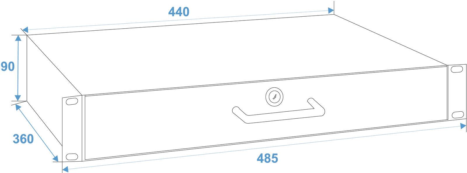 OMNITRONIC Rackschublade mit Schloss 2HE