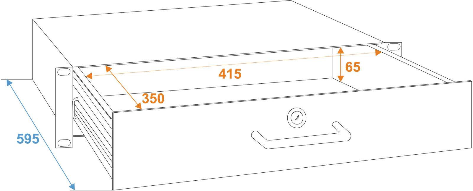 OMNITRONIC Rackschublade mit Schloss 2HE
