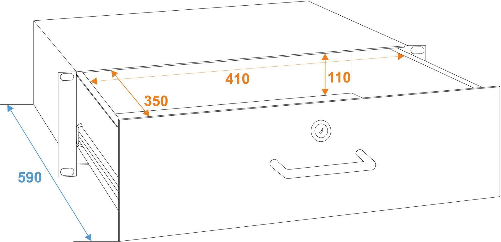 OMNITRONIC Rackschublade mit Schloss 3HE