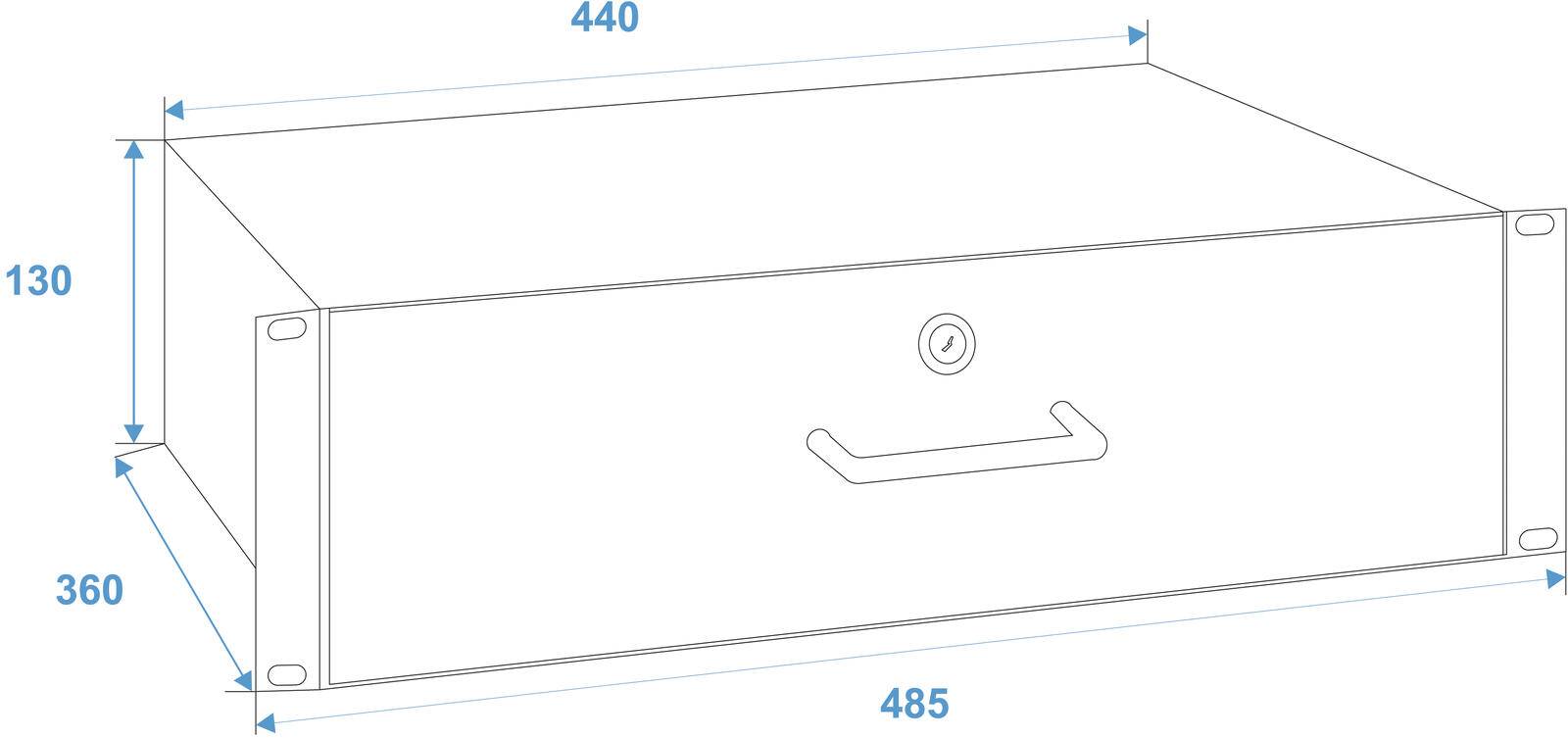 OMNITRONIC Rackschublade mit Schloss 3HE
