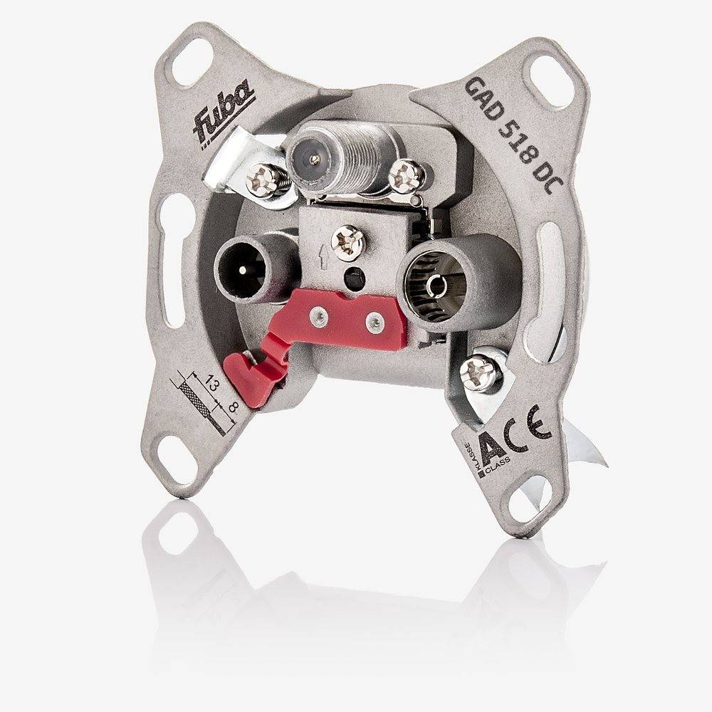 Fuba GAD 518 DC Antennendose 3-Loch - SAT Kabelfernsehen DVB-T Radio - Unicable-tauglich - Unterputz Antennensteckdose Durchgangsdos