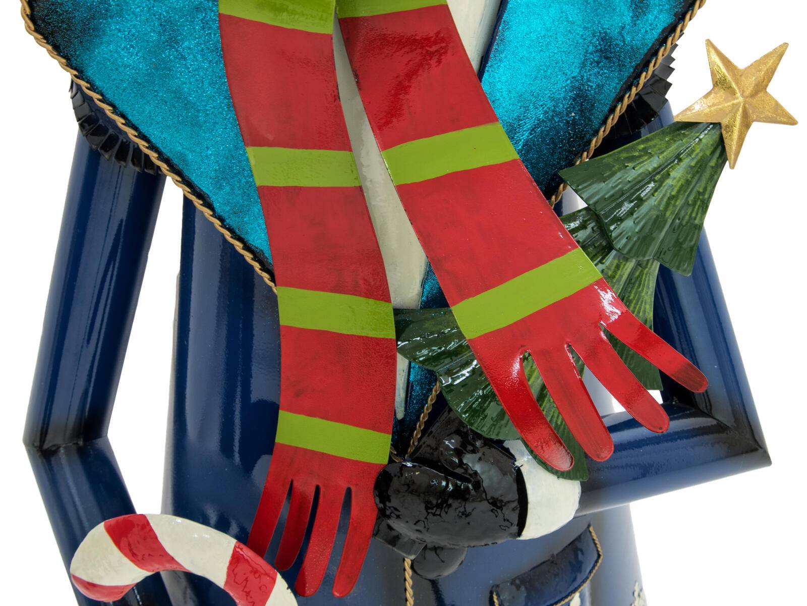 EUROPALMS Schneemann mit Mantel, Metall, 150cm, blau