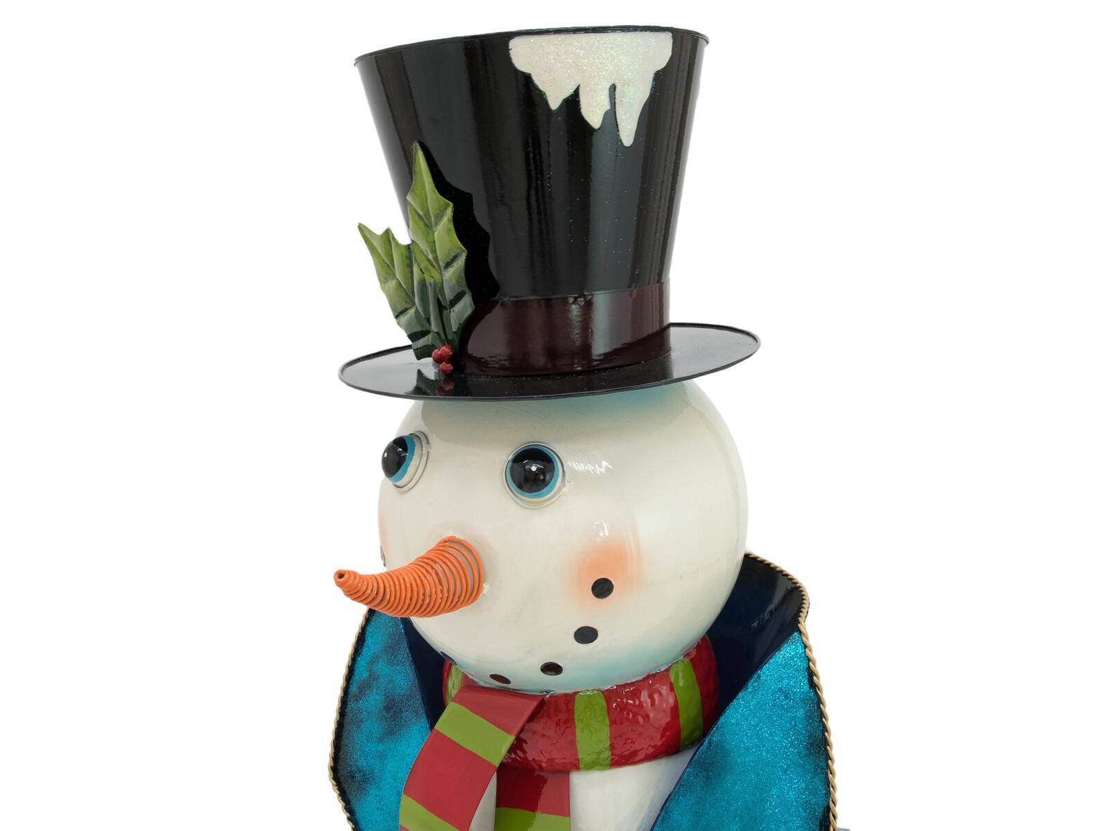 EUROPALMS Schneemann mit Mantel, Metall, 150cm, blau