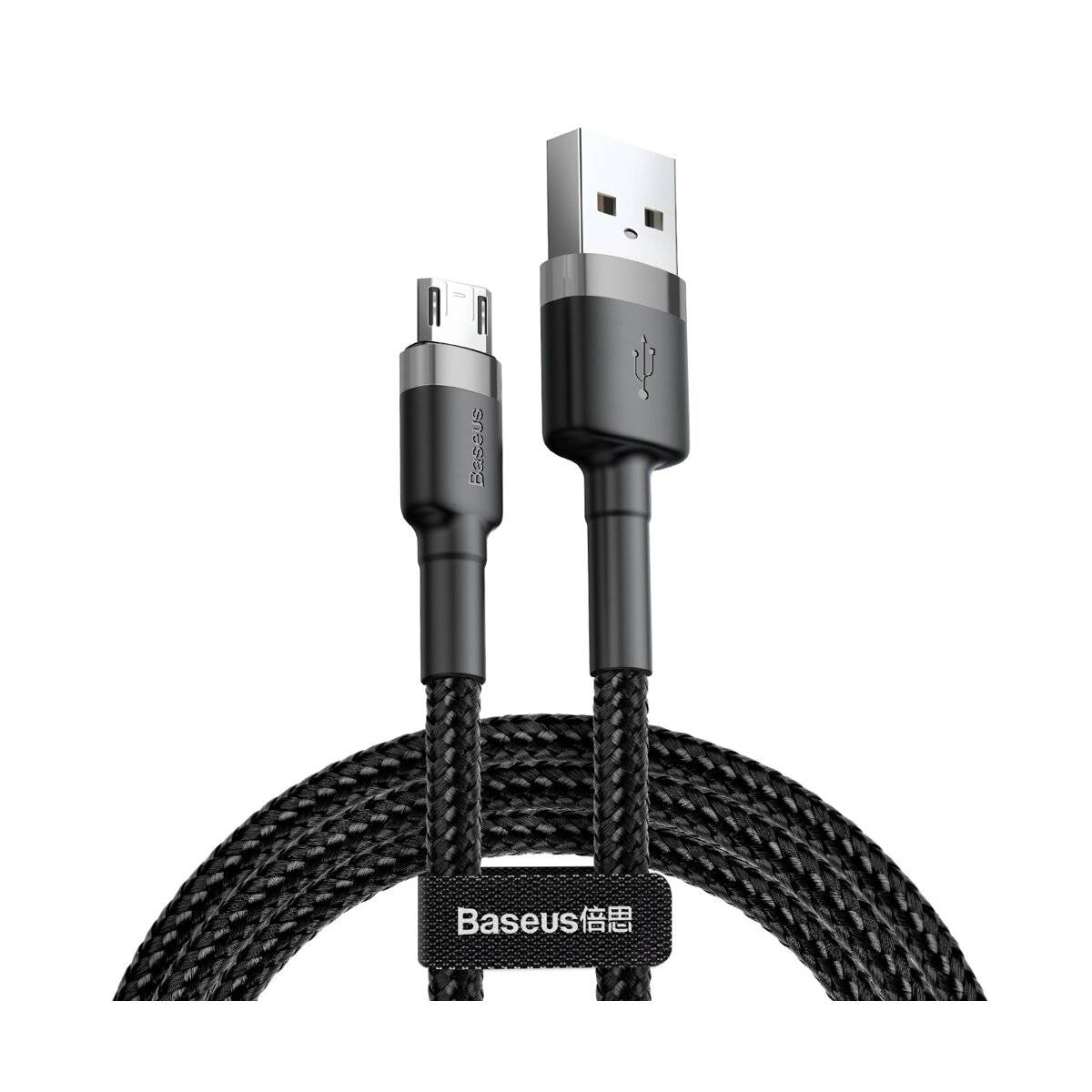Baseus Cafule Cable strapazierfähiges Nylonkabel USB / Micro USB 1.5A 2M schwarz-grau (CAMKLF-CG1)