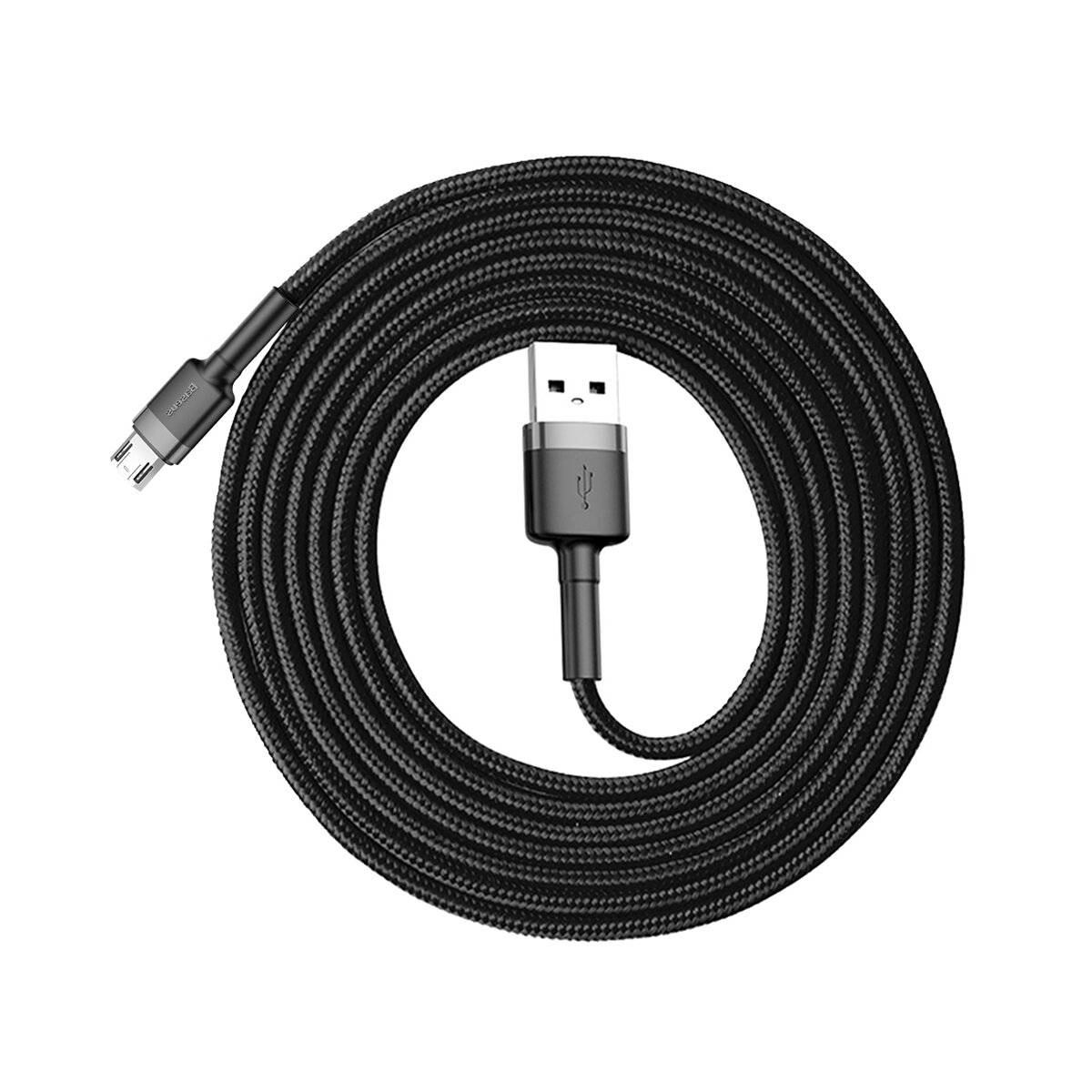 Baseus Cafule Cable strapazierfähiges Nylonkabel USB / Micro USB 1.5A 2M schwarz-grau (CAMKLF-CG1)
