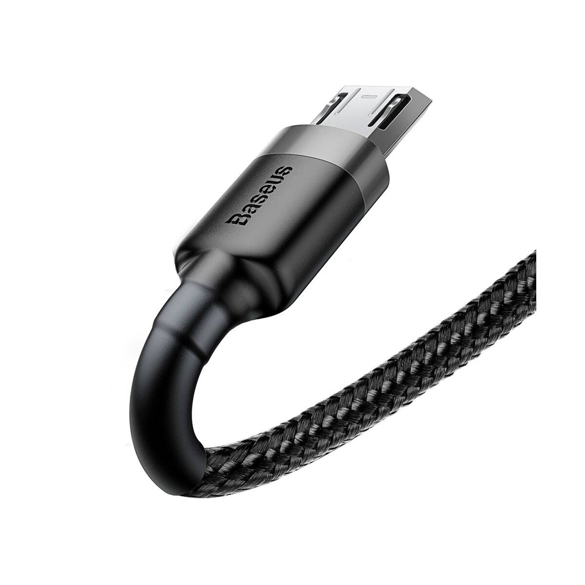 Baseus Cafule Cable strapazierfähiges Nylonkabel USB / Micro USB 1.5A 2M schwarz-grau (CAMKLF-CG1)